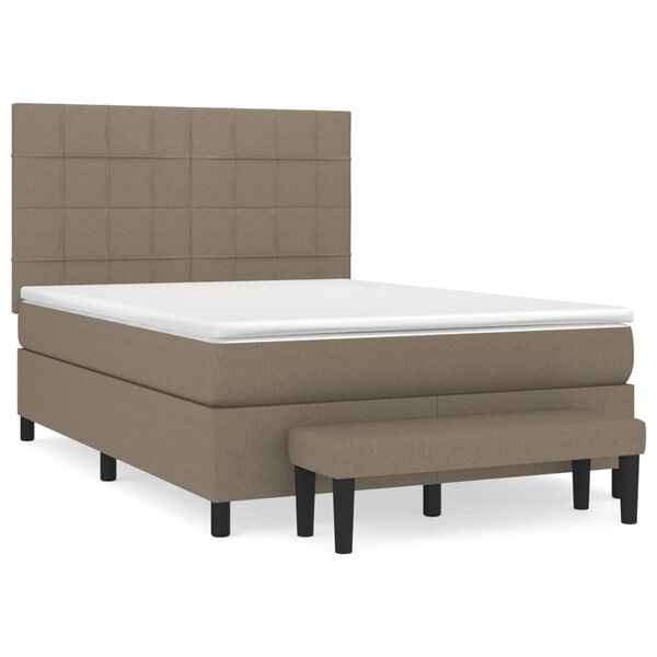 vidaXL Cama box spring con colch&oacute;n tela gris taupe 140x200 cm
