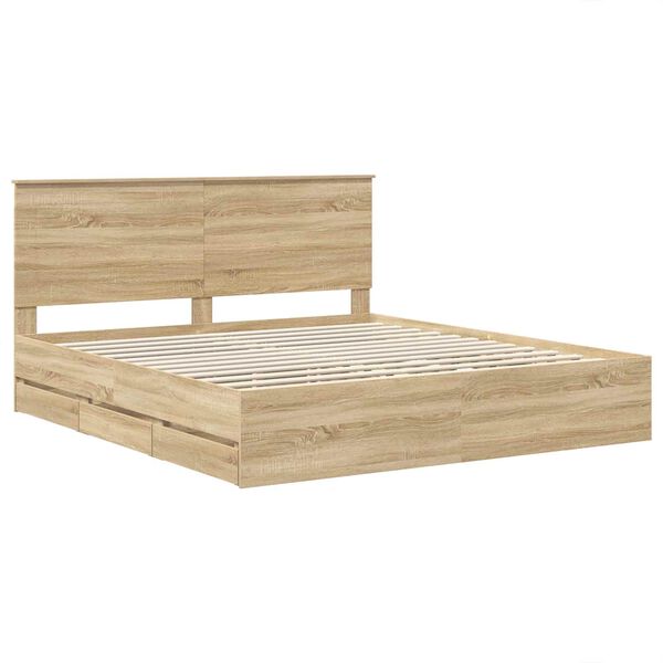 vidaXL Estructura de cama Roble Sonoma 200 x 200 cm Madera Ingenieril