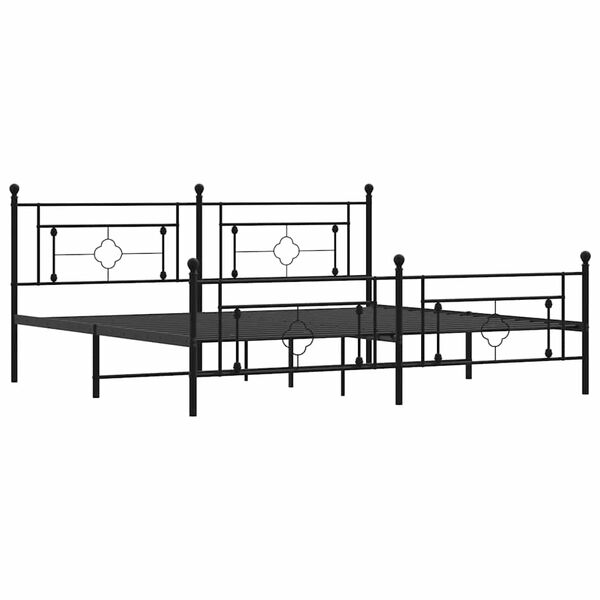 vidaXL Estructura cama sin colch&oacute;n con estribo metal negro 193x203 cm