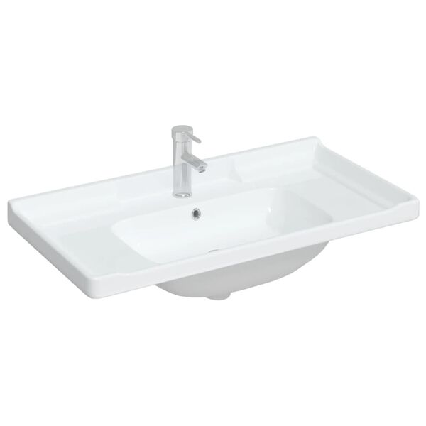 vidaXL Lavabo de ba&ntilde;o rectangular cer&aacute;mica blanco 91,5x48x23 cm