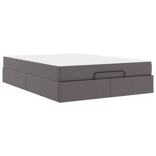 vidaXL Estructura de cama con colch&oacute;n con colch&oacute;n 2 pcs Gris PVC