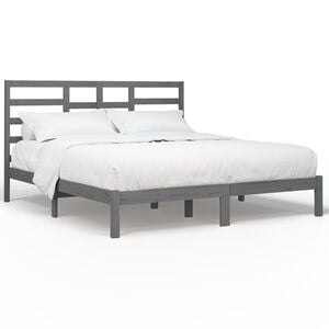 vidaXL Estructura de cama sin colch&oacute;n madera maciza gris 200x200 cm