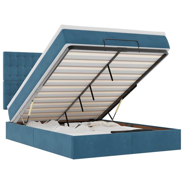 vidaXL Estructura de cama otomana con colchones azul oscuro 140x200 cm