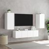 vidaXL Muebles de TV de pared con LED 4 pzas madera ingenier&iacute;a blanco