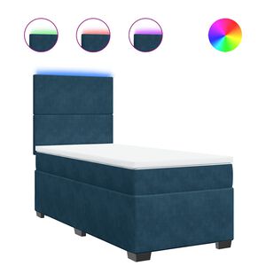 vidaXL Cama box spring con colch&oacute;n terciopelo azul oscuro 80x200 cm
