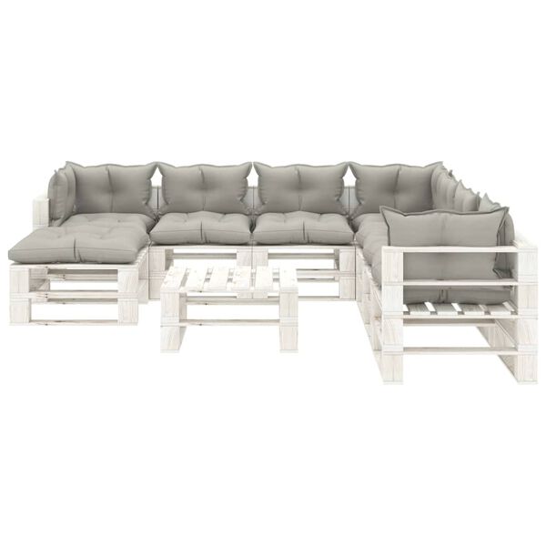 vidaXL Set muebles de palets de jard&iacute;n 9 pzas madera cojines taupe