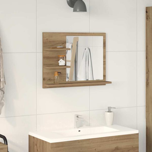 vidaXL Espejo mueble de cuarto de baño roble artisan 60x10,5x45 cm