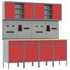 vidaXL Armario de trabajo 10 uds. Rojo Madera Ingenierizada y Acero