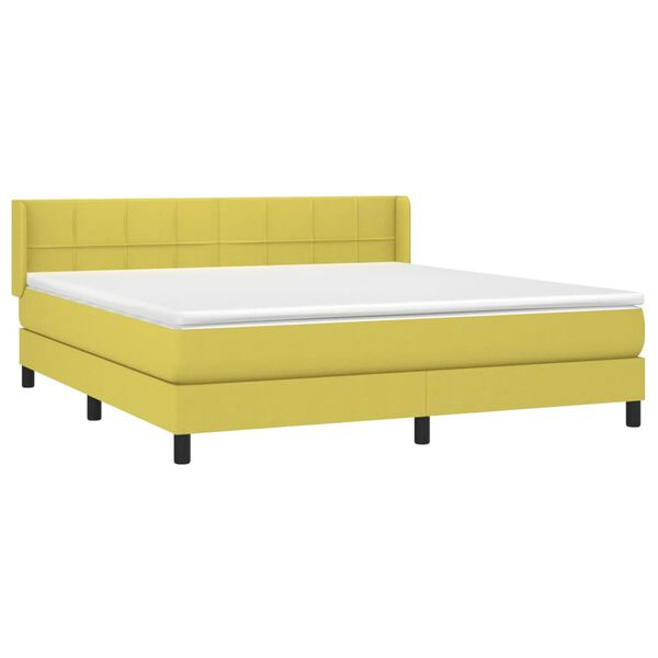 vidaXL Cama box spring con colch&oacute;n tela verde 160x200 cm