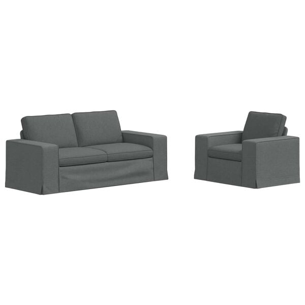 vidaXL Sof&aacute; 2 pcs Gris oscuro 182 x 80 x 82 cm tela