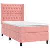 vidaXL Cama box spring colch&oacute;n y LED terciopelo rosa 90x200 cm