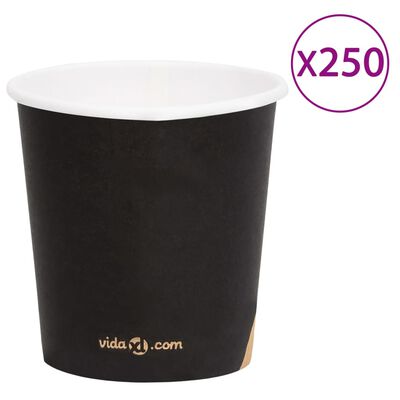 vidaXL Vasos de papel de café 120 ml 250 uds negro