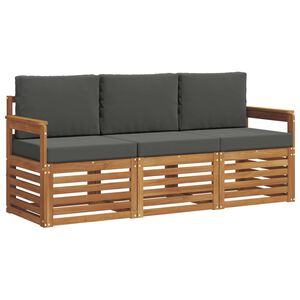 vidaXL Juegos de sof&aacute;s con coj&iacute;n 3 pcs Natural y Antracita