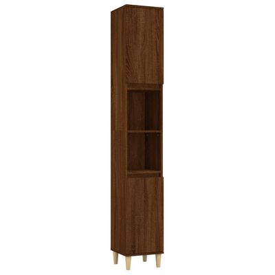 vidaXL Set de muebles baño 3 pzas madera contrachapada roble marrón