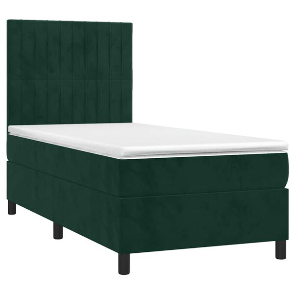vidaXL Cama box spring con colch&oacute;n terciopelo verde oscuro 90x190 cm