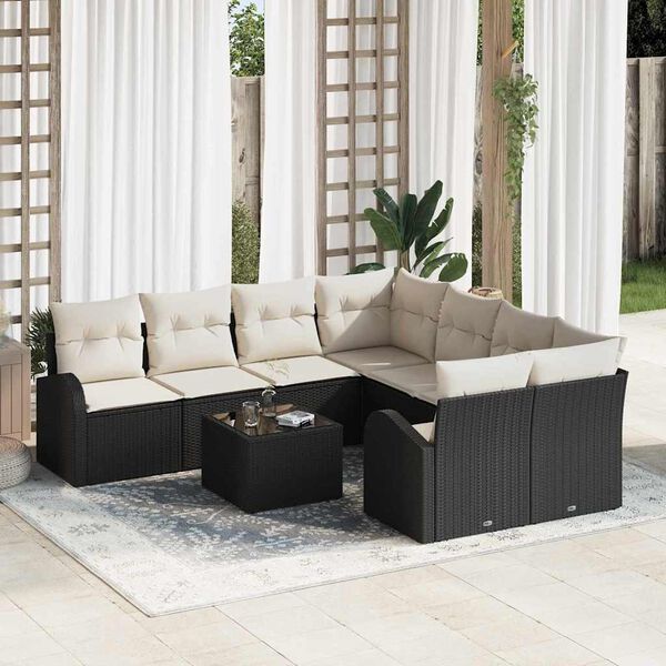 vidaXL Conjunto de sof&aacute; de jard&iacute;n Negro 55 x 55 x 37 cm