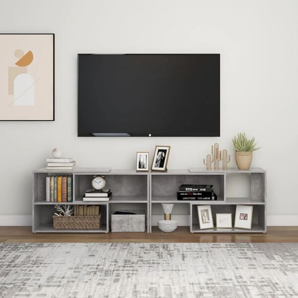 vidaXL Mueble de TV madera contrachapada gris hormigón 149x30x52 cm
