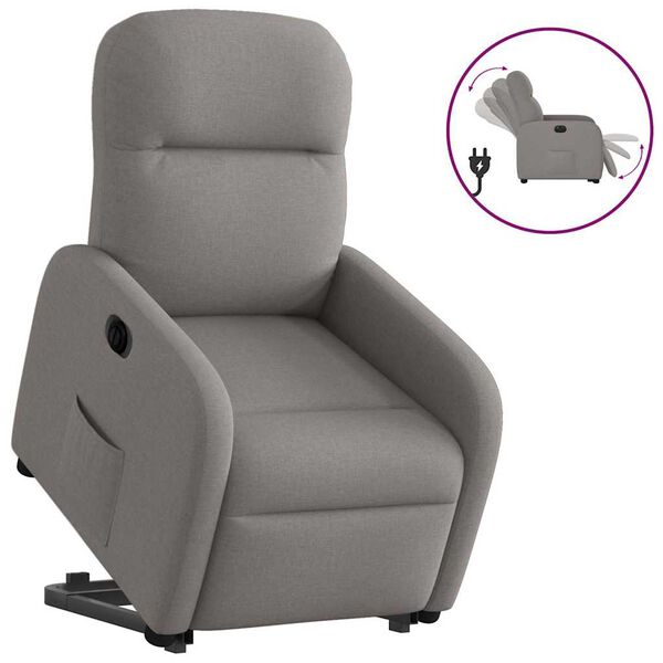 vidaXL Sillón eléctrico reclinable elevable de tela gris taupe