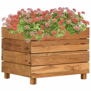 vidaXL Arriate elevado madera de teca reciclada y acero 50x40x38 cm
