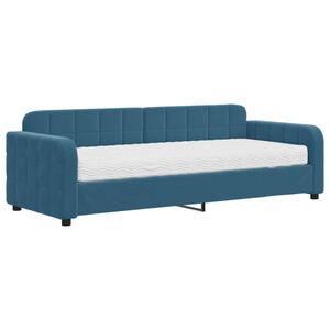 vidaXL Sof&aacute; cama con colch&oacute;n terciopelo azul 80x200 cm