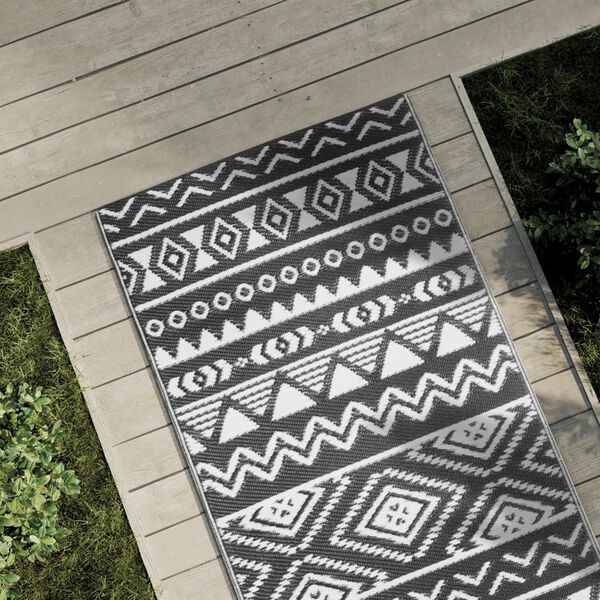 vidaXL Alfombra de exterior PP ARAKIL negro 80x250 cm