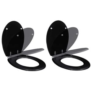 vidaXL Asientos de inodoro con tapas de cierre suave 2 uds MDF negro