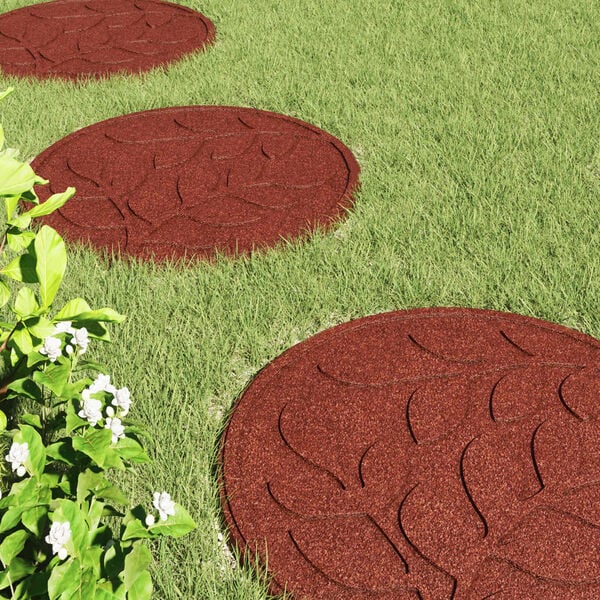 vidaXL Piedra decorativa 6 pcs Rojo &Oslash; 44 x 2 cm Goma