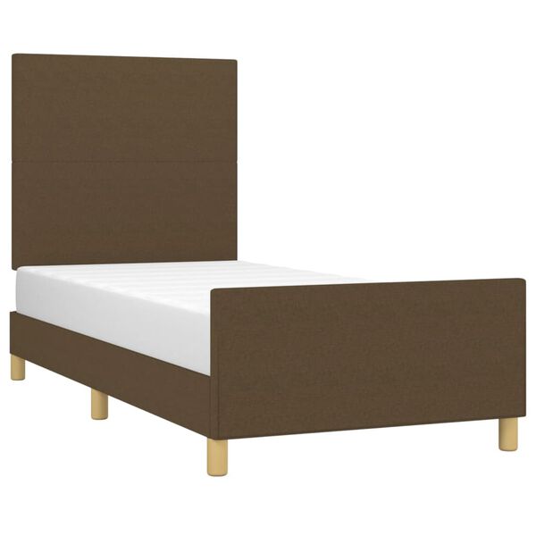 vidaXL Estructura de cama sin colch&oacute;n tela marr&oacute;n oscuro 80x200 cm