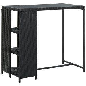vidaXL Mesa bar estante almacenaje 120x60x110cm ratán sintético negro