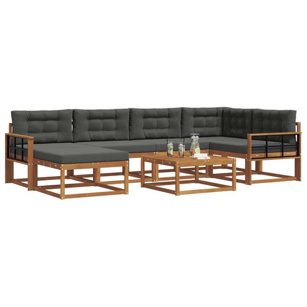 vidaXL Conjunto de sof&aacute;s de exterior 7 pcs Natural y Antracita