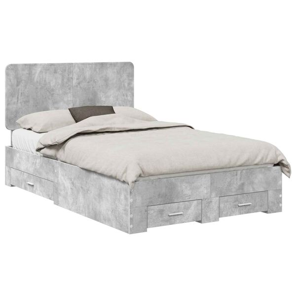 vidaXL Estructura de cama con cabecera Gris Concreto 120 x 190 cm