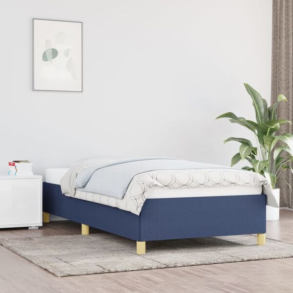 vidaXL Estructura de cama sin colch&oacute;n tela azul 90x190 cm