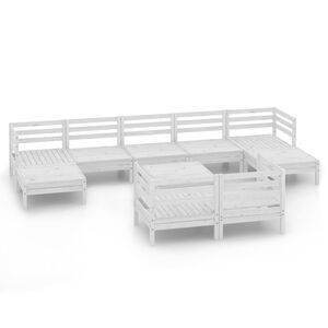 vidaXL Juego de muebles de jard&iacute;n 10 pzas madera maciza de pino blanco
