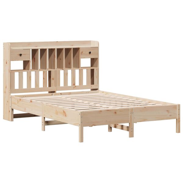 vidaXL Cama con estantería sin colchón madera maciza de pino 140x200cm