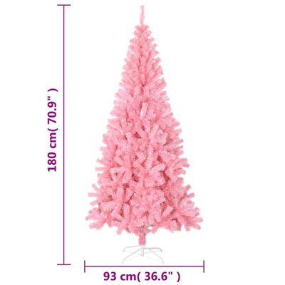 vidaXL Árbol de Navidad artificial con soporte PVC rosa 180 cm