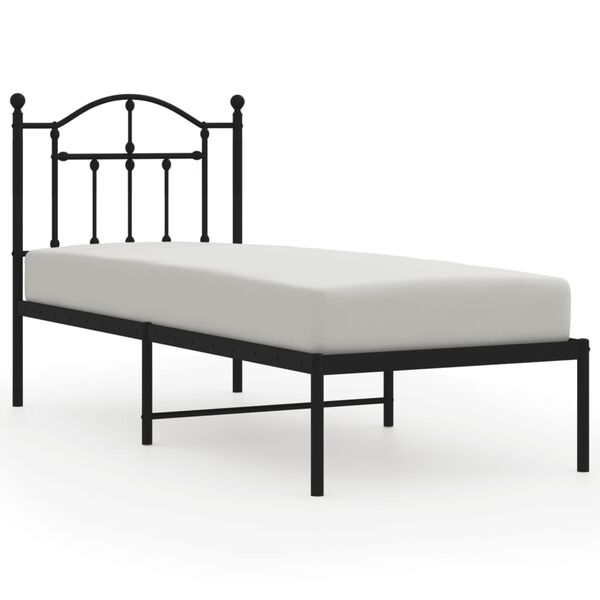 vidaXL Estructura cama sin colch&oacute;n con cabecero metal negro 75x190 cm