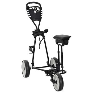 vidaXL Carro de golf con asiento Negro y Blanco Hierro Plegable