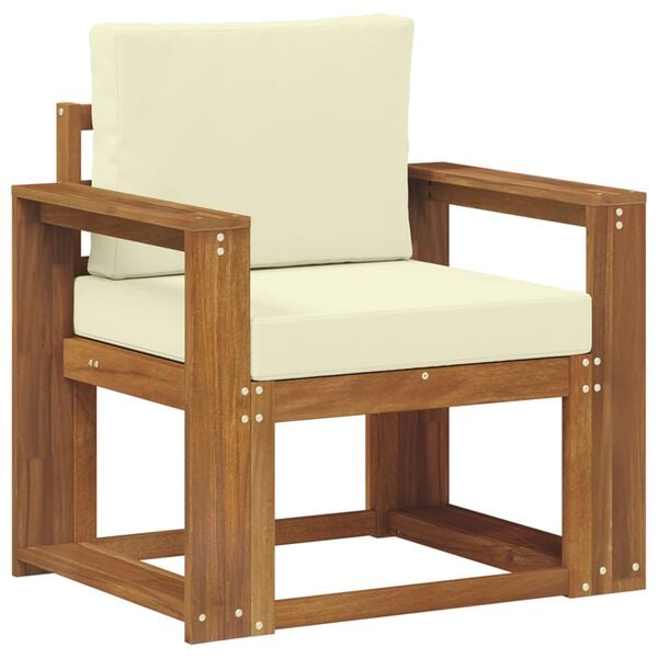 vidaXL Sof&aacute; de exterior Madera de Acacia S&oacute;lida y Poli&eacute;ster Natural