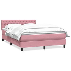 vidaXL Cama box spring con colch&oacute;n terciopelo rosa 140x220 cm