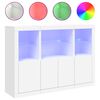 vidaXL Aparadores con luces LED 3 piezas madera de ingenier&iacute;a blanco
