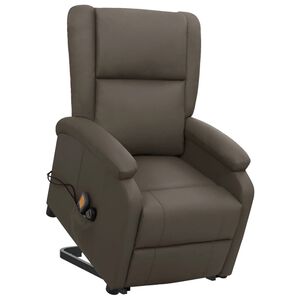 vidaXL Sill&oacute;n de masaje elevable cuero sint&eacute;tico gris