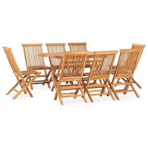 vidaXL Set de comedor de jard&iacute;n plegable 9 pzas madera maciza de teca