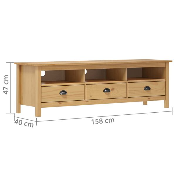 vidaXL Mueble de TV Hill madera maciza pino marr&oacute;n miel 158x40x47 cm