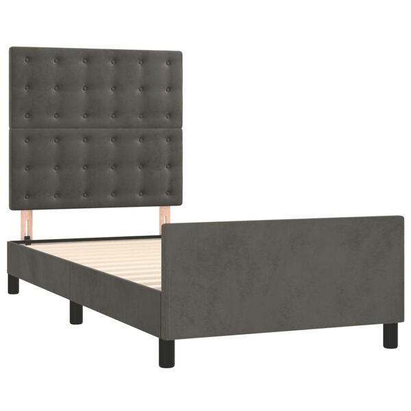vidaXL Estructura de cama sin colch&oacute;n terciopelo gris oscuro 100x200cm