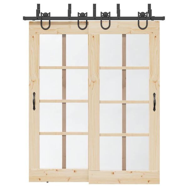 vidaXL Kit de herrajes para puertas correderas acero negro 183 cm
