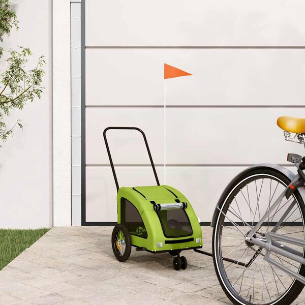 vidaXL Remolque de bicicleta mascotas hierro tela Oxford verde