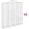 vidaXL Cestas de gaviones 5 uds forma de arco hierro 200x30x200/220 cm