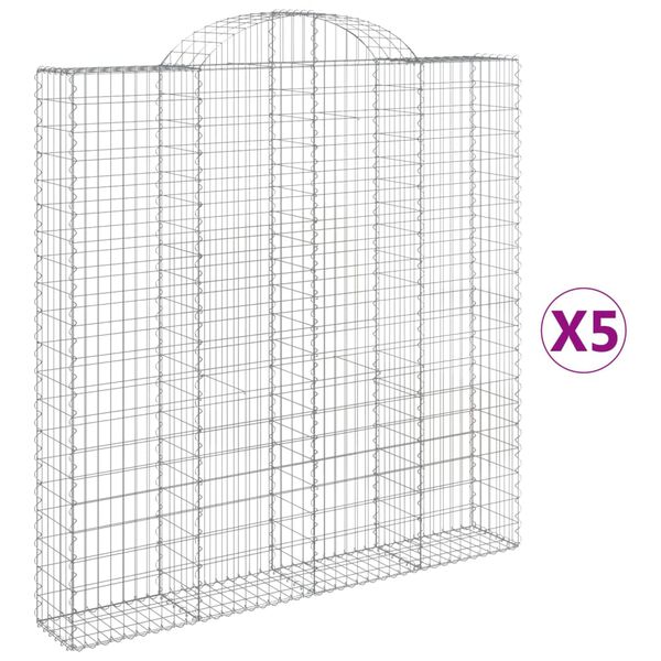 vidaXL Cestas de gaviones 5 uds forma de arco hierro 200x30x200/220 cm