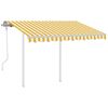 vidaXL Toldo manual retr&aacute;ctil con postes amarillo y blanco 3,5x2,5 m
