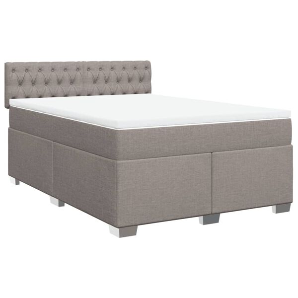vidaXL Cama box spring con colch&oacute;n tela gris taupe 160x200 cm